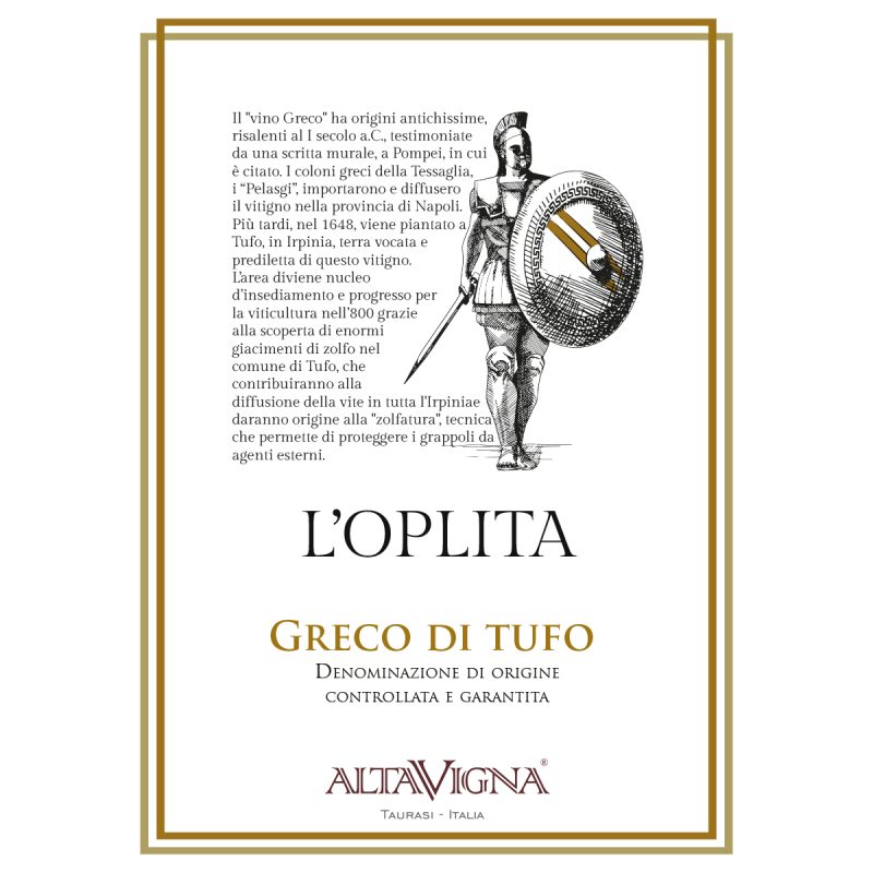 Progetto grafico etichetta L'Oplita Altavigna